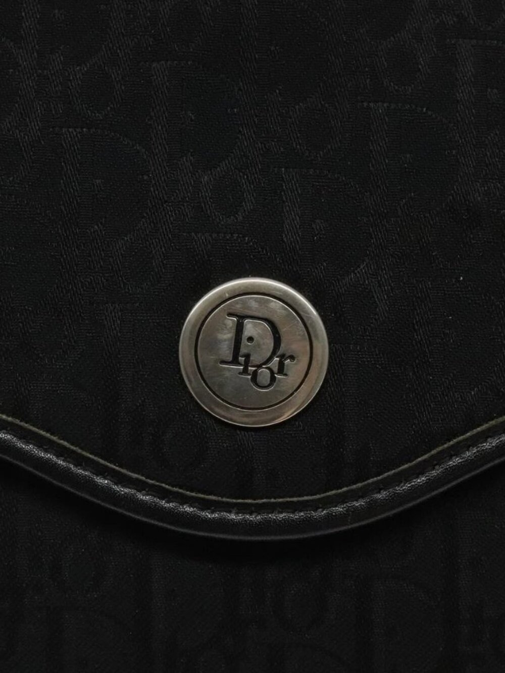 Christian Dior Trotter Canvas Shoulder Bag Black Gold Auth BA1830 - Picture 12 of 16